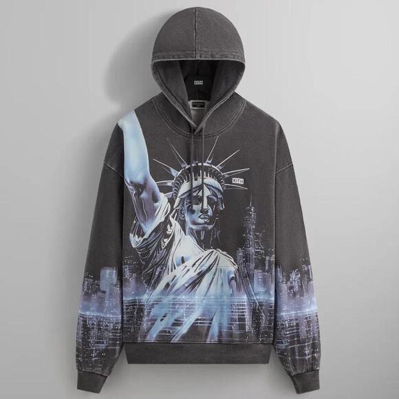 Kith NY To The World Neon Liberty Vintage Nelson Hoodie - Picture 1 of 4